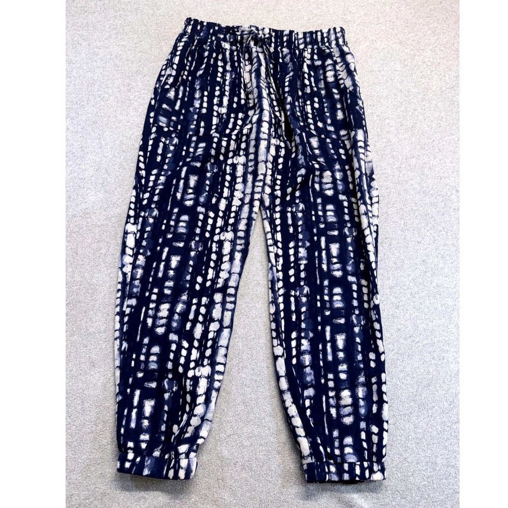 About A Girl Jogger Pants Womens Medium Blue White Shibori Tie Dye Boho Casual